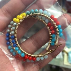 Multicolor hoop crystal earrings